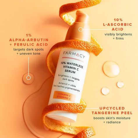 10% Waterless Vitamin C Serum - Farmacy | Sephora Spot Remover For Face, Dark Spot Remover For Face, Dark Spot Remover, Vitamin C Face Serum, Vitamin C Benefits, Serum For Face, Skin Care Benefits, Reduce Hyperpigmentation, Antioxidant Serum