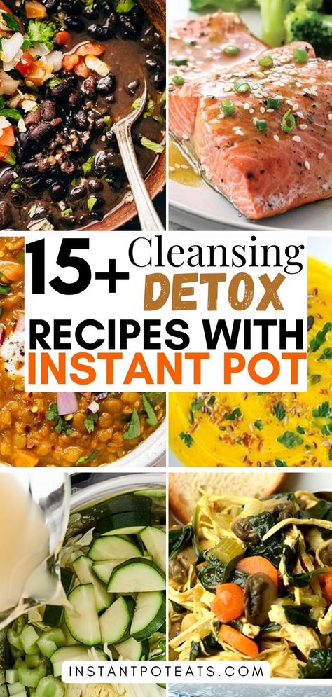 Need to give your body a healthy reset? These Instant Pot cleansing detox recipes are full of flavor and nutrients that will keep you satisfied, recharged and feeling proud of your healthy recipes. Full Body Cleanse Detox Recipes, How To Prepare Quinoa, Detox Vegetable Soup, Detox Cleanse Recipes, Southwest Chicken Soup, Detoxifying Food, Lentils And Quinoa, Salmon And Broccoli, Full Body Cleanse