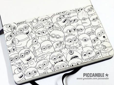 Minions Doodle [Video] by PicCandle Pic Candle Doodle, Minion Drawing, Pic Candle, Stencil Graffiti, Doodle Videos, Moleskine Sketchbook, Doodle Art Drawing, Doodles Zentangles, Easy Doodles Drawings