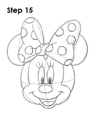 Draw Minnie Mouse Step 15: Drawing Minnie Mouse, Draw Minnie Mouse, Birthday Cake Drawing, Minnie Mouse Drawing, Easy Disney Drawings, Cake Drawing, Mouse Art, Disney Drawings Sketches, Mouse Drawing