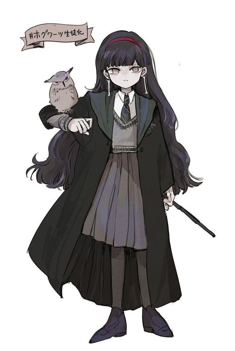 Harry Potter Oc Character, Hogwarts Oc Art, Hogwarts Anime, Harry Potter Ocs, Slytherin Oc, Hogwarts Oc, Punk Character Design, Hp Oc, Hogwarts Uniform