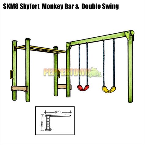 Swingset Plans Diy With Monkey Bars, Swingset Ideas, Diy Monkey Bars, Climbing Accessories, Swing Set Plans, Kids Indoor Playhouse, Swing Set Diy, Playground Swings, Frames Diy