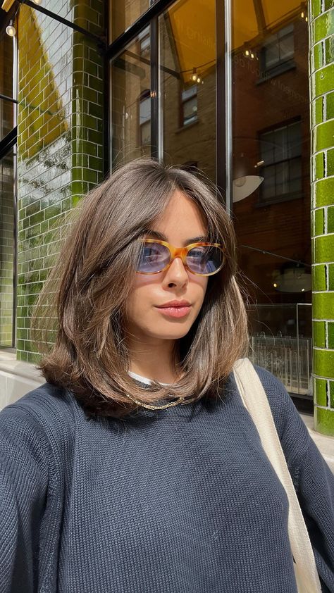 Entering my 90s bob era 🤍 #hairtransformation #haircut #90shaircut #bobhaircut #hairinspo #pinteresthair | Instagram 90s Style Bob Hair, New Haircut Aesthetic, Short To Medium Haircuts Thick Hair, Brunette 90s Haircut, Rachel Green Inspired Haircut, Straight Bob Haircut Thick Hair, 90s Layer Haircut Short, Hairstyle Bob Medium, Layered Bob Short Hair