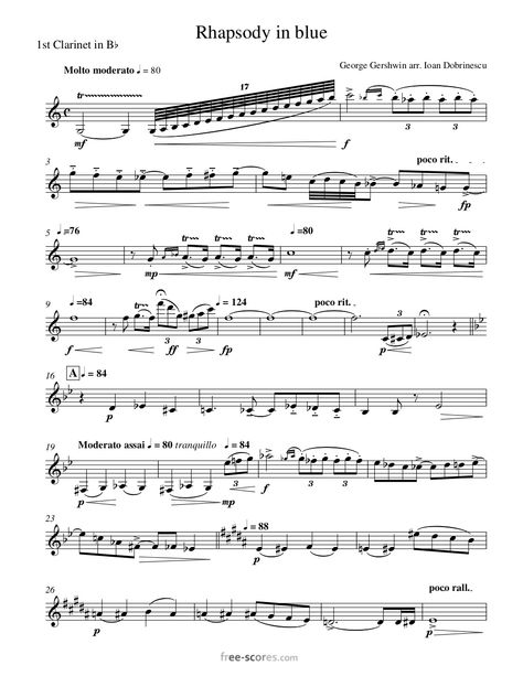 Gershwin george-rhapsody-blue-rhapsody-blue-1st-clarinet-pdf-38818 by marisarodrimar via slideshare Alto Saxophone Sheet Music, Sheet Music With Letters, George Gershwin, Trumpet Sheet Music, Jazz Saxophone, Hymn Sheet Music, Clarinet Music, Music Letters, Clarinets