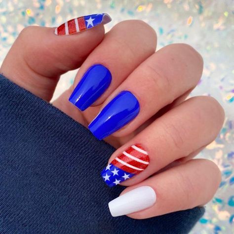 Patriotic Nails 2024: Trending Red, White & Blue Designs | Elegant & Easy Patriotic Nails Design, Firework Nails, Flag Nails, Patriotic Nails, Usa Nails, Fourth Of July Nails, Pink Gel, 4th Of July Nails, Short Acrylic