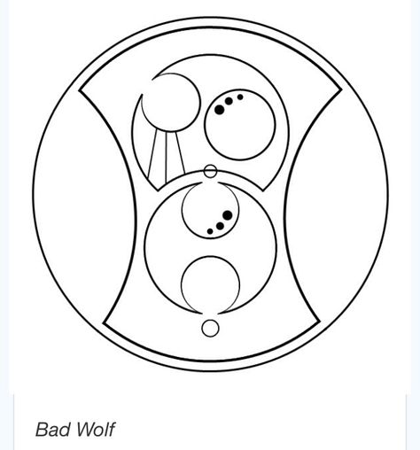 If I were to ever get a tattoo, this would be it. "Bad Wolf" in circular Gallifreyan.  Oh. My. God. Gallifreyan Tattoo, Bad Wolf Tattoo, Doctor Who Tattoo, Circular Gallifreyan, Wolf Tattoos, Bad Wolf, Oh My God, Get A Tattoo, My God