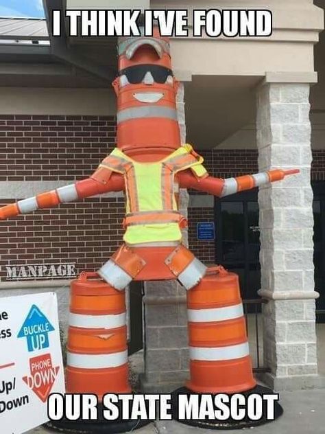 State mascot...construction barrels Dont Text And Drive, Usmc Veteran, Indiana State, My Kind Of Town, Hit And Run, Funny Jokes For Adults, Silly Images, Slip And Fall, Funny Messages