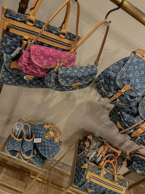 Louis Vuitton vintage bags early 2000s monogram pattern, pink, blue bags, shoes it girl Louis Vuitton 2000s Bag, Dior Bags Vintage, 2000s Designer Bags, Denim Louis Vuitton Bag, Vintage Louis Vuitton Bag, Lv Denim Bag, Y2k Louis Vuitton, Louis Vuitton Denim Bag, Denim Louis Vuitton