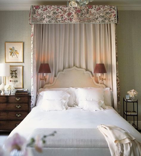 Curtains Above Bed, Bed Canopy With Lights, Oyster Bed, Canopy Bed Diy, Bed Crown, Canopy Bedroom, French Country Bedrooms, Pretty Bedroom, Bed Canopy