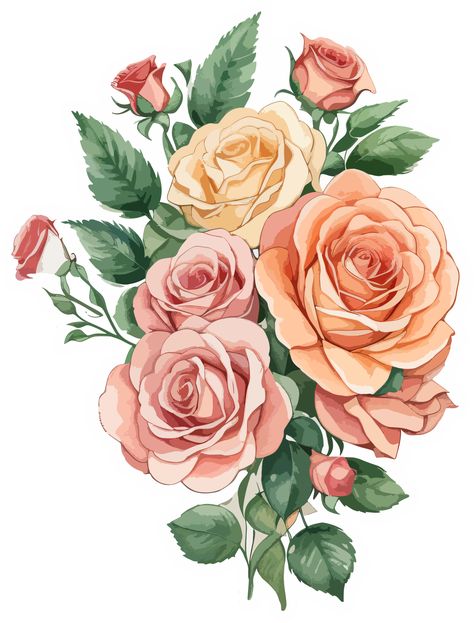 Rose flowers bouquet illustration ai generative Rose Bouquet Sketch, Bouqette Of Flowers Drawing, A Bouquet Of Flowers Drawing, Rose Bush Drawing, Flower Drawing Bouquet, Rose Bouquet Drawing, Flowers Bouquet Drawing, Rose Flower Illustration, Bouquet Of Flowers Drawing