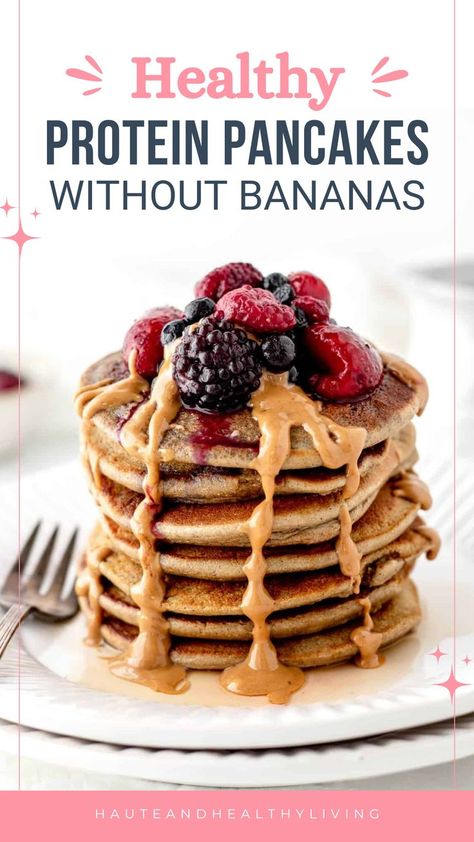 Enjoy fluffy, high-protein pancakes without bananas. These healthy, satisfying pancakes are perfect for a nutritious breakfast. Protein Pancakes Without Banana, Fluffy Protein Pancakes, Healthy Protein Pancakes, Low Carb Quiche, Banana Protein Pancakes, High Protein Pancakes, Cinnamon Pancakes, Healthy Bars, Banana Protein