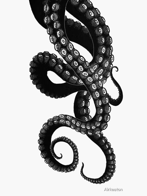 "Get Kraken" Sticker by Alrkeaton | Redbubble Tentacle Tattoo, Octopus Tattoo Sleeve, Kraken Tattoo, Kraken Art, Tentacle Art, Monster Tattoo, Octopus Drawing, Octopus Tattoo Design, Octopus Tattoos