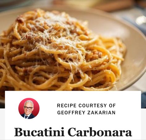 Bucatini Carbonara, Pasta Alla Carbonara, Geoffrey Zakarian, The Kitchen Food Network, Bucatini Pasta, Hidden Valley Ranch, Reuben Sandwich, Ranch Recipe, Carbonara Recipe