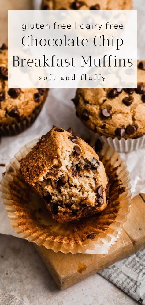 Gluten Free Chocolate Chip Muffins Recipes, Gluten Free Dairy Free Chocolate Chip Muffins, Healthy Gluten Free Chocolate Chip Muffins, Gluten Free Chocolate Muffins Recipes, Healthy Muffin Recipes Gluten Free, Gluten And Dairy Free Baking Recipes, Gf Df Muffins Healthy Recipes, Gluten Free Dairy Free Breakfast Muffins, Healthy Gluten Free Breakfast Muffins