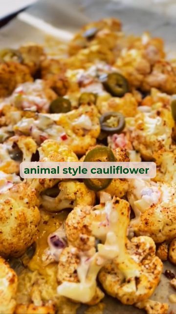 Animal Style Cauliflower, Butter Pickles, Shredded Cheddar Cheese, Pickle Butter, Cooking Spray, Cayenne Pepper, Nutrition Health, Healthy Dinners, Plain Greek Yogurt