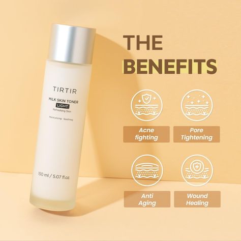 TIRTIR Milk Skin Toner | Instant Hydration with 4% Niacinamide, Pore-Tightening, Vegan Toner for Acne-Prone, Sensitive & Oily Skin, Fungal Acne Safe, Panthenol, Allantoin, Vitamin B Amazon Affiliate Informative Skincare Posts, Vitamins Social Media Design, Skin Care Ideas, Cosmetics Advertising, Oily Sensitive Skin, Cosmetic Creative, Acne Care, Business Branding Inspiration, Skin Pores