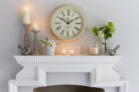 3 stylish mantel displays | Sainsbury's Home | Sainsbury's Home Mantelpiece Ideas, Romantic Bedroom Ideas For Valentines, Mantlepiece Decor, Elegant Mantel, Mantelpiece Decor, Mantel Piece, Sitting Room Decor, Mantel Decorating, Mantle Ideas