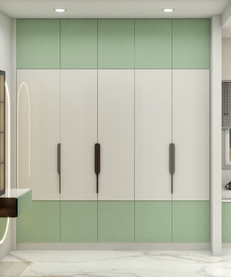 Mbr Wardrobe Designs, Wardrobe And Bed Color Combination, Pista Green Wardrobe Furniture, Open Door Wardrobe Design, Wordrop Ideas Colour, Indian Cupboard Design For Bedroom, Wardrobe With Loft Design, Cupboard Laminate Design, Cupboard Colors Bedroom