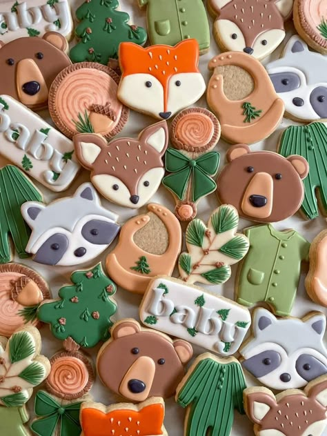 Woodland Sugar Cookies Baby, Forest Animal Cookies, Woodland Cookies Baby Boy, Woodland Cookies Decorated, Raccoon Cookies, Woodland Sugar Cookies, Woodland Baby Shower Cookies, Woodland Animal Cookies, Forest Cookies