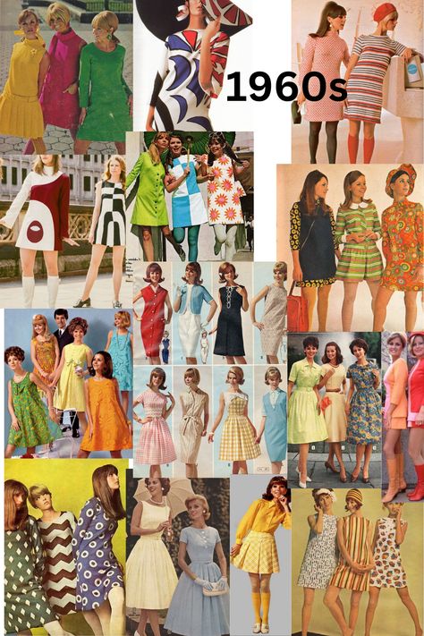 1960s ...Bold prints, checks and more prints.... 1970 Fashion, Fashion Boards, Swinging Sixties, Fashion Vintage, Bold Prints, Style Board, 1960s, Checks, Vintage Fashion