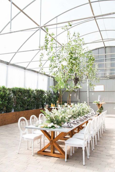 Greenhouse Guest Table from an Ethereal Greenhouse Baby Shower on Kara's Party Ideas | KarasPartyIdeas.com (30) Indoor Baby Shower Ideas, Baby Shower Ideas For Girls Decorations, Baby Shower Ideas For Boys Themes, Small Baby Shower Ideas, Wedding Reception At Home, Shower 2023, Seeded Paper, Succulent Favors, Outdoor Baby Shower