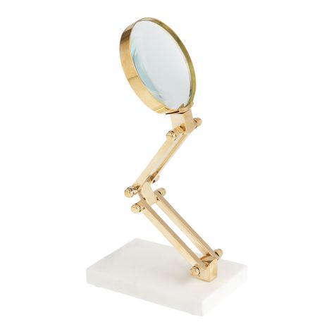 Gold Magnifying Glass with Marble Stand - World Market Study Craft, Marble Stand, Basement Furniture, Rugs Outdoor, Craft Display, Decor Desk, Cost Plus World Market, Hamptons House, Decor Pillows