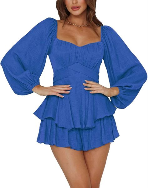 Long sleeve flowy dress with shorts (romper) comes in many different colours on Amazon. Dress up or dress down Ruffle Jumpsuit, Rock Outfit, Casual Chique, Urban Fashion Women, Jumpsuit Chic, Western Outfits Women, Jumpsuit Pattern, Ruffle Romper, Cute Rompers