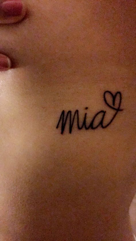 Mya Name Tattoo, Mia Name Tattoo, Mia Tattoo Name, Discreet Tattoo Placement, Tattoo Placement Women, Mia Tattoo, Small Name Tattoo, Tattoo Placement Ideas, Baby Name Tattoos