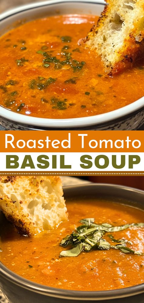 Easy Healthy Soup Recipes: Roasted Tomato Basil Soup Caramelized Tomatoes, Recipe For Soup, Chicken Jambalaya Recipe, Easy Healthy Soup Recipes, Tomato Soup Healthy, Roast Tomato Soup Recipe, Bisque Soup Recipes, Easy Healthy Soup, Easy Soup Recipes Healthy