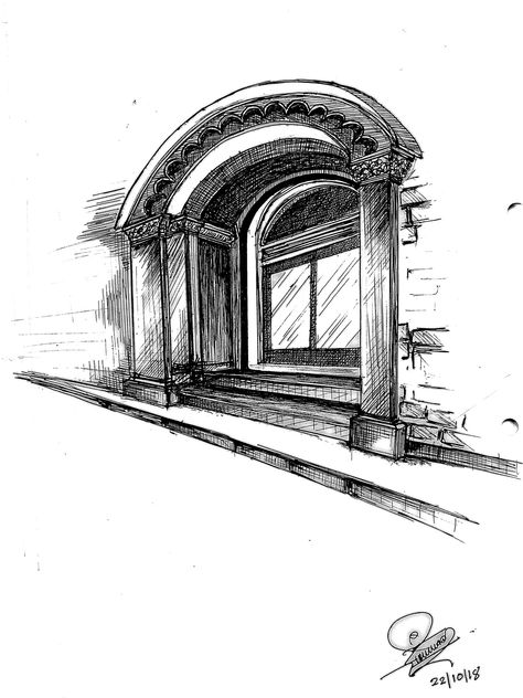 Pen Rendering Sketches, Micron Rendering, Pen Rendering, Pencil Shading Techniques, Arched Doorway, Shading Techniques, Pencil Shading, Fineliner Pens, Art Pen