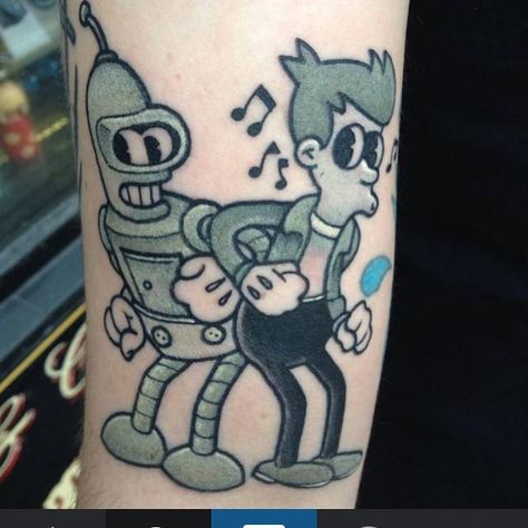 Futurama Tattoo Ideas | Cool Tattoos Inspired by Futurama Futurama Tattoo, Geek Tattoos, Tattoo Station, Nerd Tattoo, Cartoon Tattoo, Temporary Tattoo Sleeves, Feather Tattoo Design, Geek Tattoo, Owl Tattoo Design