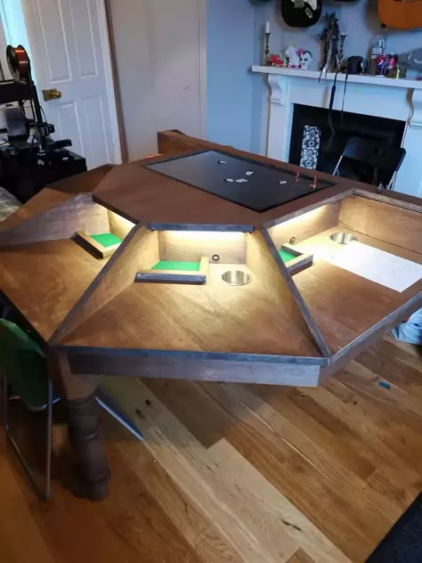 Imgur Post - Imgur Dnd Coffee Table, Dnd Gaming Table Diy, Dnd Bookshelf, Homemade Dnd Terrain, Diy Dnd Table, Nerd Cave Ideas, Dnd Gaming Table, Dnd Table Ideas, Dnd Home Decor