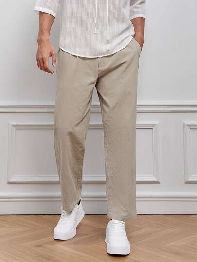 Beige Trousers Outfit Men, Ankle Pants Outfit Men, Khaki Pants For Men, Ankle Pants Outfit, Straight Pants Men, Trousers Outfit Men, Straight Jeans Outfit, Jeans Outfit Men, Mens Trousers Casual