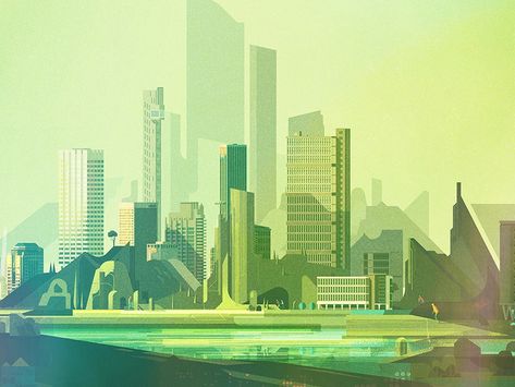 James Gilleard | Dribbble City Composition, 100 Year Anniversary, Arch Art, Blue Sky Studios, Art Environment, City Illustration, Future Style, Album Cover Design, December 21