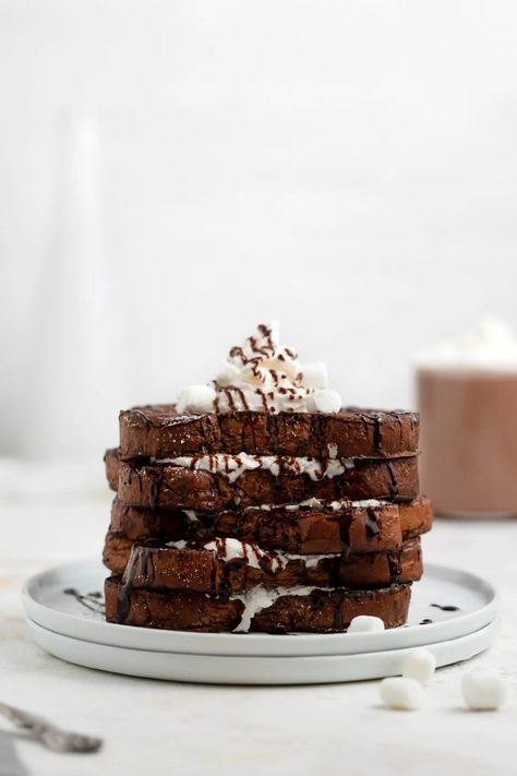 Hot Chocolate French Toast - Donut Worry, Be Healthy Gluten Free French Toast, Dairy Free Hot Chocolate, Chocolate French Toast, Healthy French Toast, Healthy Chocolate Desserts, Healthy Hot Chocolate, Chocolate Thumbprint Cookies, French Toast Waffles, Avocado Chocolate Pudding