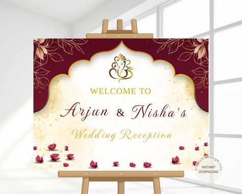 Indian Reception Welcome Sign | Wedding Reception Welcome Poster | Wedding Reception Decor |Editable Welcome Wedding Sign | DIGITAL DOWNLOAD by SimplyStunningPrints on Etsy Reception Welcome Board, Reception Welcome Sign, Indian Reception, Welcome Wedding Sign, Welcome Sign Wedding, Welcome Board, Wedding Reception Decor, Welcome Boards, Indian Wedding Reception