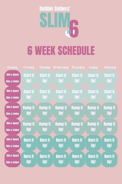 Slim In 6 Calendar Workout Schedule, Slim In 6, 6 Week Workout Plan, Week Workout Plan, 6 Week Workout, Mobility Workout, Week Workout, Week Schedule, Cute Couples Texts