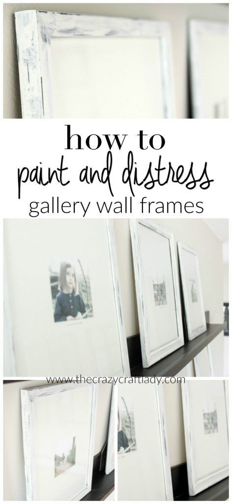 How to Paint and Distress Gallery Wall Picture Frames - paint mismatched, thrift store or other inexpensive picture frames and make a cohesive and stylish gallery wall Frames Painting, Wall Painting Frames, Gallery Wall Picture Frames, Wall Picture Frames, Plastic Picture Frames, Pictures Frames, Painted Picture Frames, Picture Gallery Wall, Picture Frame Crafts