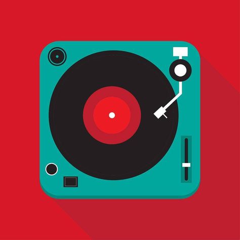 Flat record player illustration  #illustration #flat #record #vinyl… Record Player Illustration, Retro Concept, Music Note Tattoo, Blue Disc, Illustration Flat, Record Vinyl, Music Drawings, Music Artwork, Music App