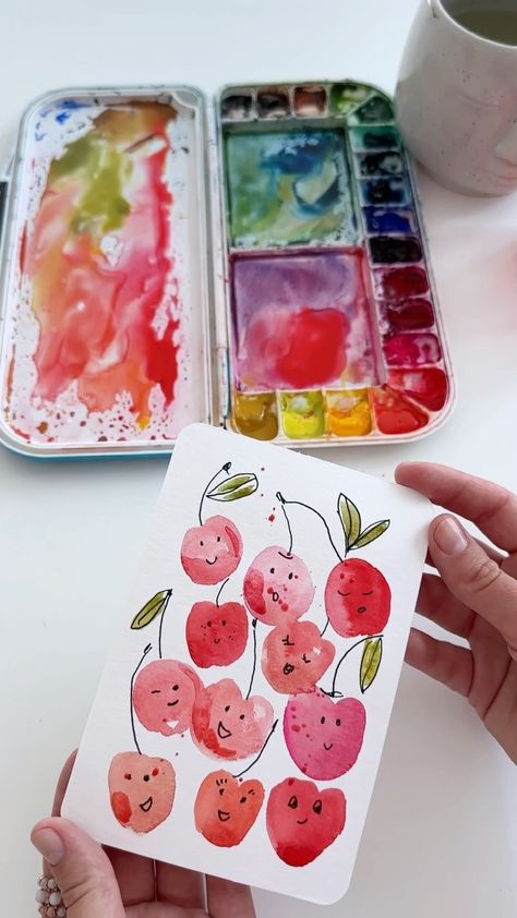 Anna Koliadych | Painting colorful fishes 🐟 🐠🐡with watercolor is a fun and easy way 🥰🎨. My favorite watercolor technique involves using a paper roll 😅 #wate… | Instagram Water Colour Paper Art, Easy Cute Watercolor Paintings, Easy Art Watercolor, Easy Watercolor Inspiration, Watercolor Art Doodles, Watercolor Crafts For Adults, Fun Watercolor Ideas Easy, East Watercolour Ideas, Fun Watercolor Paintings