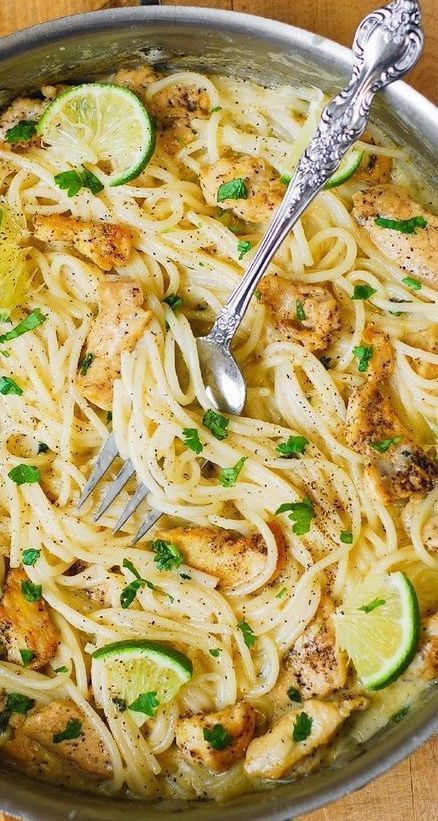 Delicious Spaghetti, Cilantro Lime Sauce, Creamy Chicken Pasta, Cilantro Lime Chicken, White Cheese, Lime Sauce, Pasta Dinners, Pasta Dinner Recipes, Lime Chicken