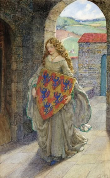 Medieval Princess, Pre Raphaelite Art, Medieval Aesthetic, Medieval Paintings, Medieval Woman, Pre Raphaelite, The Shield, A Castle, Historical Art