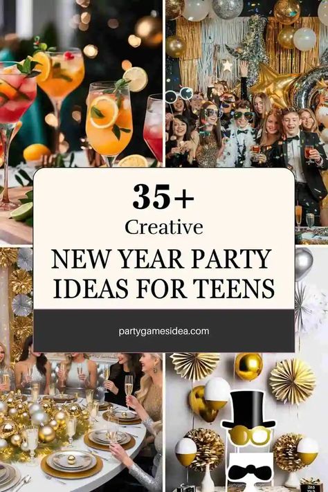 35+ Creative New Year Party Ideas For Teens - Fun Party Games Ideas for Adults and Kids Teen New Years Eve Party, Diy Snack Bar, New Year Party Ideas, Party Ideas For Teens, New Years Party Themes, Games Ideas For Adults, Office Themed Party, Party Games Ideas