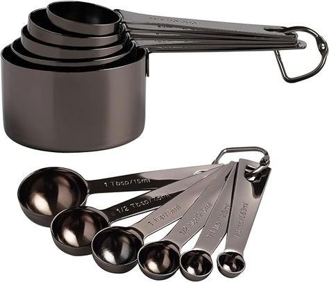 Amazon.com: 16 Pcs Stainless Steel Measuring Cups and Measuring Spoons Set, Heavy Duty Metal Measuring Cups and Spoons for Kitchen Cooking Baking Includes 5 Cups, 6 Tbsp Tsp Spoons & 5 Mini Spoons(BLK): Home & Kitchen Gift Basket Business, Copper Measuring Cups, Dry Measuring Cups, Stainless Steel Measuring Cups, Measuring Cups And Spoons, Measuring Cups & Spoons, Measuring Cups Set, Liquid Measuring Cup, Measuring Cup