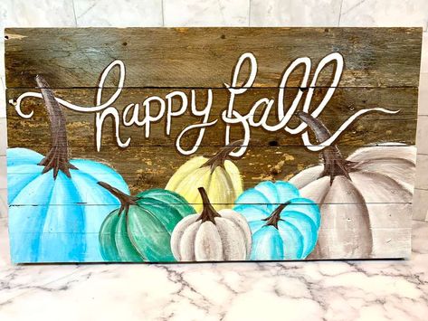 MixMatched Creations Pumpkin Festival, Hand Painted Wooden Signs, Autumn Decoration, Saw Tooth, Painted Wood Signs, Autumn Painting, Pumpkin Fall, Covered Porch, Happy Fall