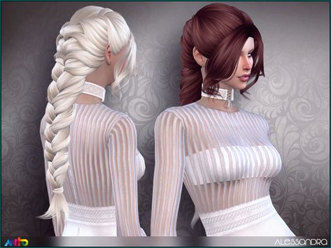 Long braid for your sims in 22 colours  Found in TSR Category 'Sims 4 Female Hairstyles' Sims 4 Cc Alpha Women Hair, Long Sims 4 Hair Cc, Die Sims 4, Cc Hair, Pelo Sims, Hairstyle Fashion, Free Sims, Long Hairstyle, Woman Hair