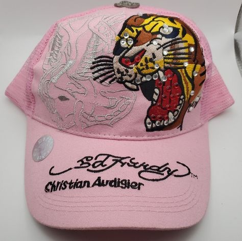 Don Ed Hardy Tiger Bling New York Snapback Mesh Cap Truck Hat Christian Audigier Ed Hardy Hat, Ed Hardy Tiger, Truck Hat, Don Ed Hardy, Baseball Snapback, Tiger Graphic, Pink Cap, Christian Audigier, Fire Fits