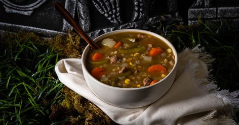 Cemetery Soup: A Recipe Inspired by Scary Stories to Tell in the Dark Scary Stories To Tell, Green Beans And Potatoes, Beef Bone Broth, Stewed Potatoes, Stories To Tell, Delicious Soup Recipes, Beef Bones, Fresh Green Beans, Classic Book