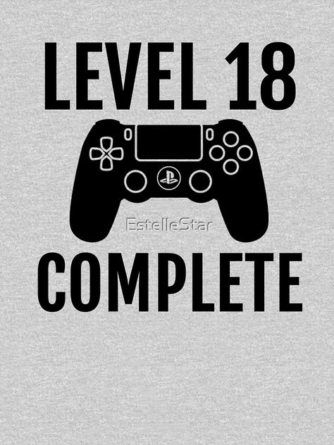 "Level 18 Complete 18th Birthday Gift Video Gamer" T-shirt by EstelleStar | Redbubble 18th Birthday Ideas For Boys, Birthday Gift Video, 18th Birthday Gifts For Boys, 18th Party Ideas, Gaming Cards, Graduation Scrapbook, December Quotes, Gift Video, Happy Birthday 18th