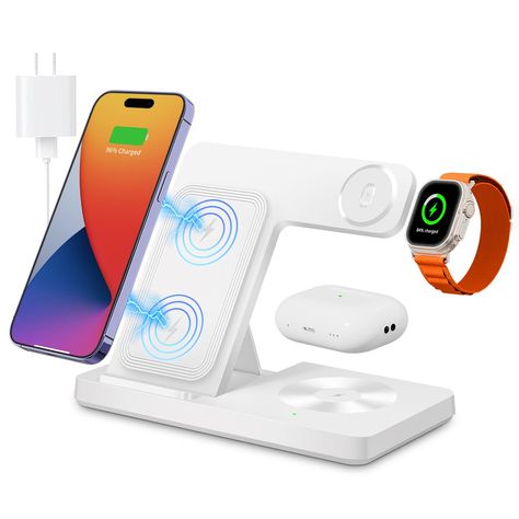 PRICES MAY VARY. ✅【3 in 1 Wireless Charger】: Our iphone wireless charger designed for users of apple products, wireless charging allows you to charge for iPhone and apple watch & Airpods simultaneously with just one cable. With a built-in wide-range induction coil and wireless charger technology, wireless charger iphone can wide compatibility with iphone 16/15/14/13/12/11/XS/XS Max/XR/X/8/8P series, charger station for iWatch SE/Ultra/10/9/8/7/6/5/4/3/2,iphone charger stand for AirPods Pro2/Pro/ Iphone Wireless Charger, Iphone Charging Station, Airpods Pro2, Cell Phone Charging Station, Apple Charging Station, 3 In 1 Wireless Charger, Wireless Charger Iphone, Charger Iphone, Phone Charging Station